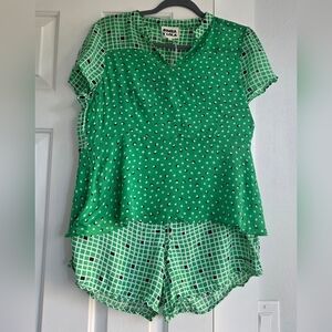 Bimba Y Lola Green Polka Dot Blouse And Shorts Set